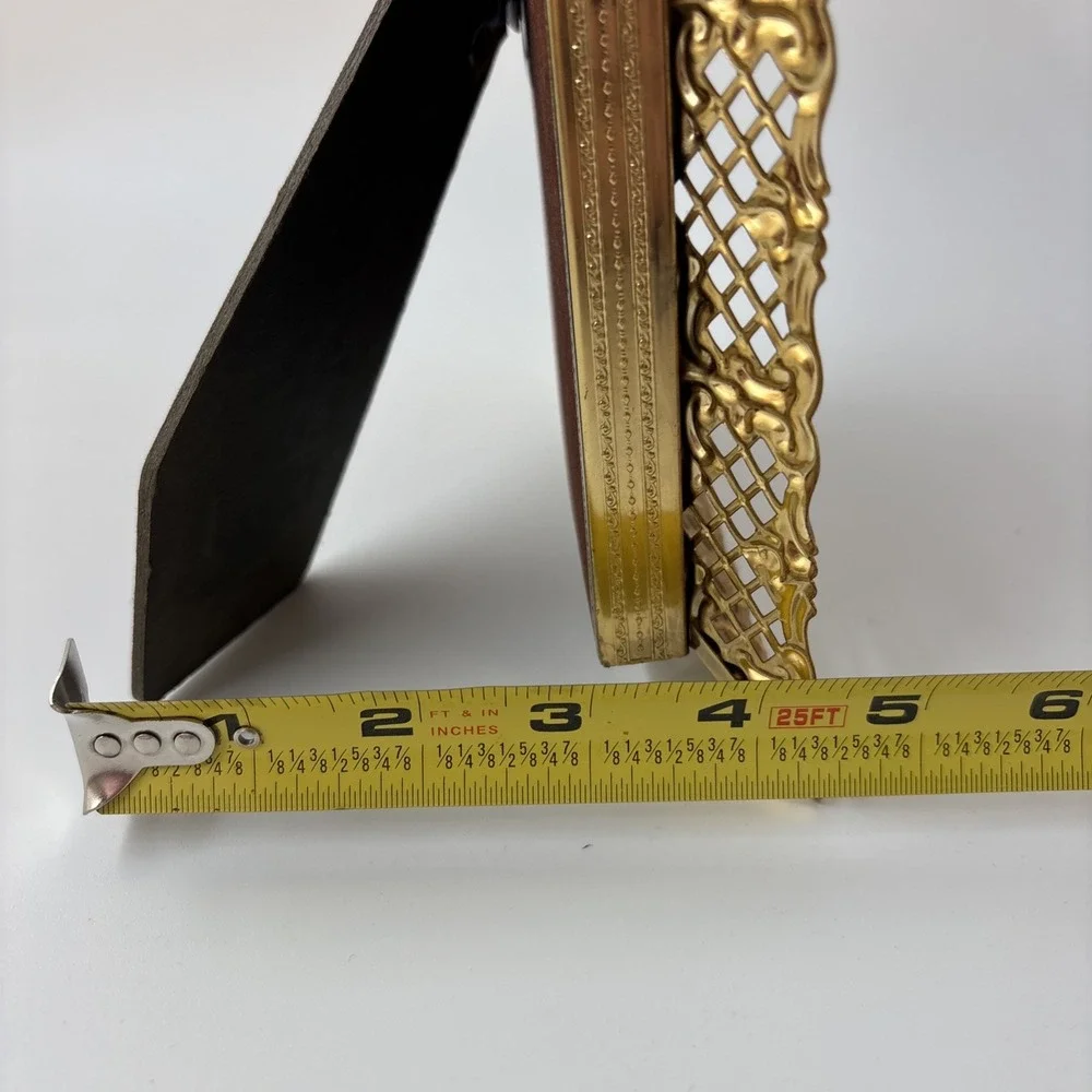 Vintage Picture Frame Gold Tone Filigree Whitewashed Enamel Decorel Co. 5x7